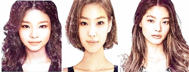 This composite image, provided by the Seoul city government on March 11, 2022, shows three virtual influencer candidates for the position of a promotional ambassador for the capital's fashion district of Dongdaemun -- Ha Ri-ra, Seo Hi and Mo I-da (from L to R). 
