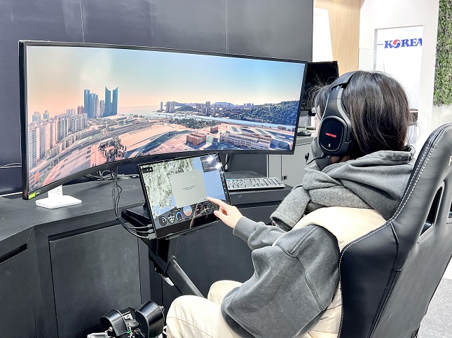 This photo provided by Korean Air Lines Co. shows the carrier's UAM Experience Zone at Drone Show Korea 2022.