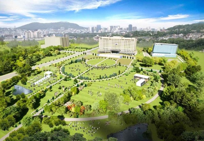 An artist's rendering released by the transition committee shows the new presidential office compound in central Seoul.
