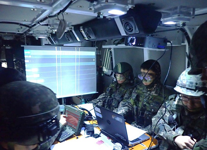 This undated file photo, provided by the Defense Acquisition Program Administration on Jan. 25, 2021, shows troops inside a command post vehicle.
