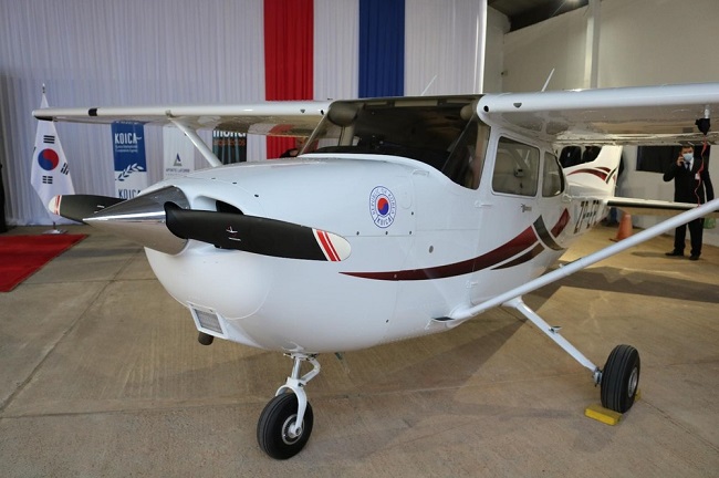 This photo provided the Korea International Cooperation Agency (KOICA) shows a Cessna 172 training aircraft donated by the aid agency.