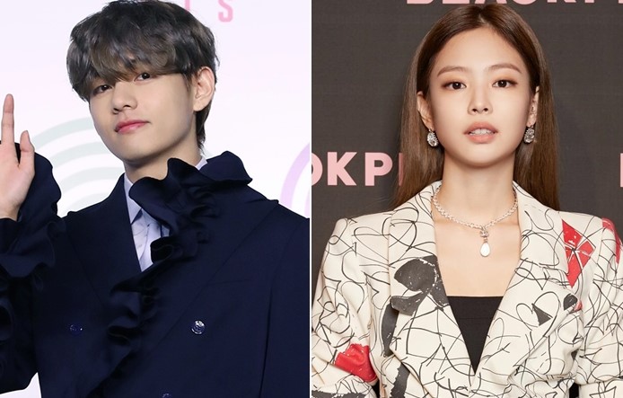 The photos, provided by Big Hit Music and YG Entertainment on May 23, 2022, show V of K-pop boy band BTS (L) and Jennie of girl group BLACKPINK.