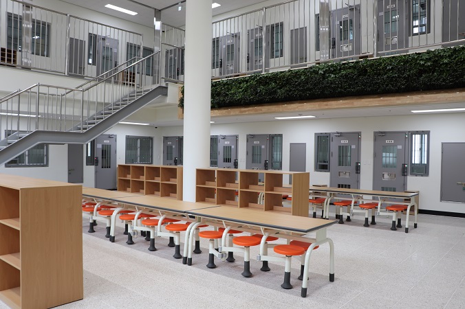This photo, released by the Military Correctional Institution on June 23, 2022, shows the dayroom of its newly-built facility. 