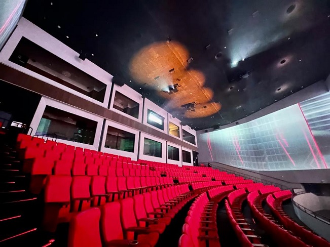 This image provided by CJ CGV shows sky boxes of a ScreenX theater at CGV Yeongdeungpo in southern Seoul.