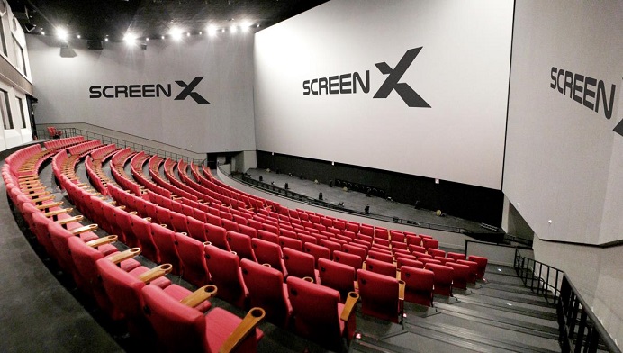This image provided by CJ CGV shows a new ScreenX theater at its Yeongdeungpo branch in southern Seoul.