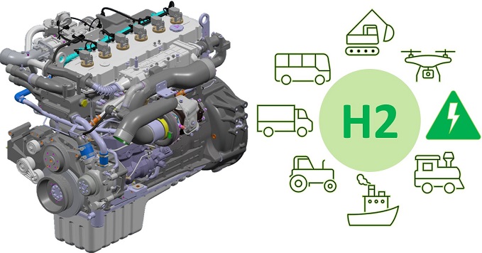 This image provided by Hyundai Doosan Infracore Co. shows the company's hydrogen engine.