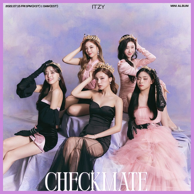 This photo provided by JYP Entertainment shows a teaser image of ITZY's upcoming EP titled "Checkmate."