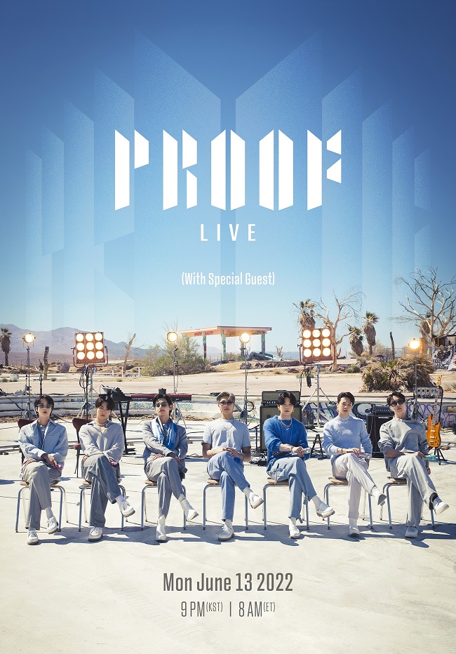 K-pop boy band BTS plans to showcase its first live performance for its new album "Proof" on June 13, 2022, according to this official poster provided by its entertainment agency Big Hit Music. 