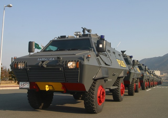 This undated photo, provided by Hanwha Defense, shows the multi-role Barracuda armored vehicles.