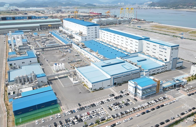 This photo, provided by POSCO Chemical on July 28, 2022, shows its cathode plant in Gwangyang, South Jeolla Province, 423 kilometers southwest of Seoul. 