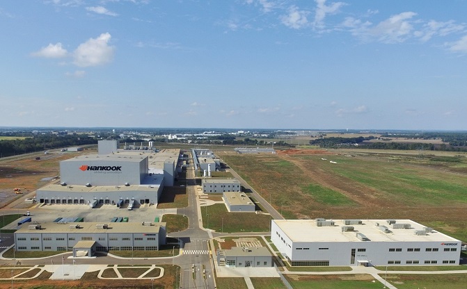 This undated file photo provided by Hankook Tire shows its Tennessee plant.