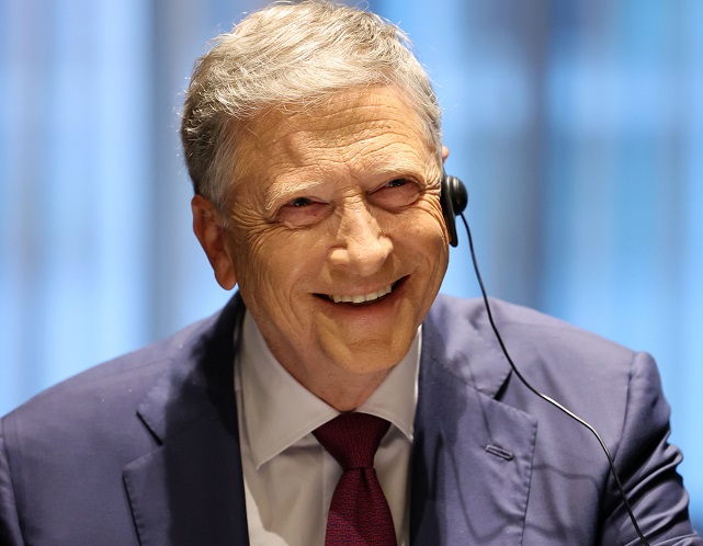 Bill Gates, Microsoft co-founder and co-chair of the Bill & Melinda Gates Foundation, smiles during an interview with Yonhap News Agency at a hotel in western Seoul on Aug. 17, 2022. (Yonhap)