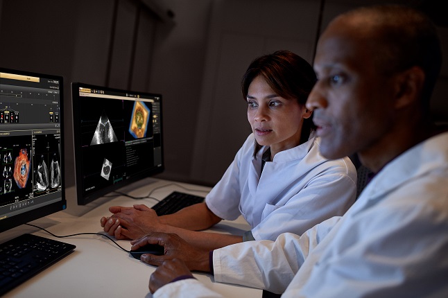 Clinicians using Ultrasound Workspace
