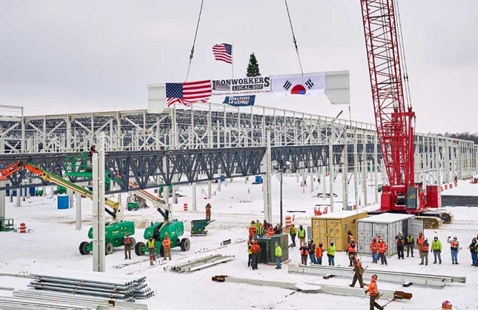 This photo, provided by LG Energy Solution Ltd., shows the construction site for its joint battery plant with General Motors Co. in Ohio, the United States.