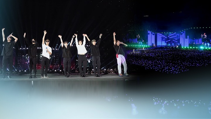 This image, provided by Yonhap News TV, shows packed K-pop concert.