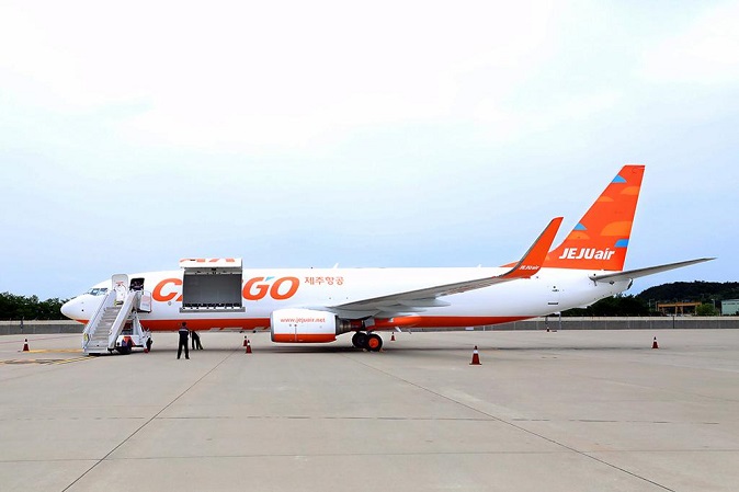 This photo provided by Jeju Air Co. shows the budget carrier's B737-800BCF cargo plane.