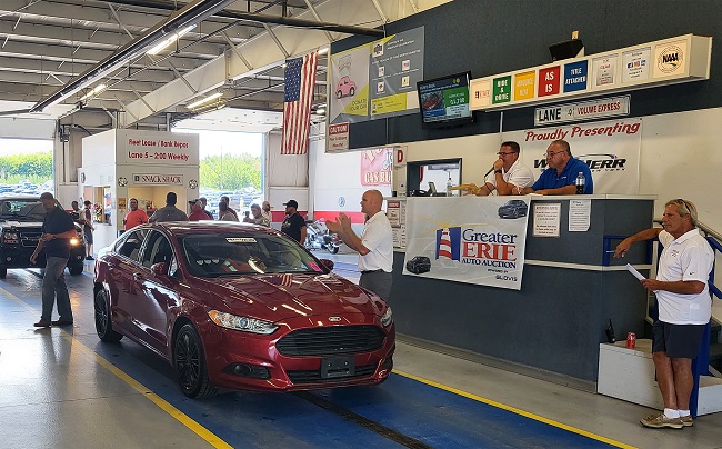This photo, provided by Hyundai Glovis Co. on Oct. 4, 2022, shows an inside view of Greater Erie Auto Auction, a Pennsylvania-based wholesale dealer of used vehicles.