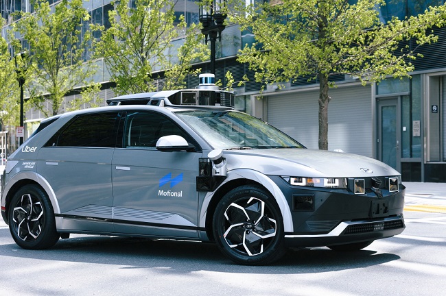 This file photo provided by Motional, a joint venture set up between Hyundai Motors and U.S. mobility startup Aptiv, shows the IONIQ 5-based robo taxi.