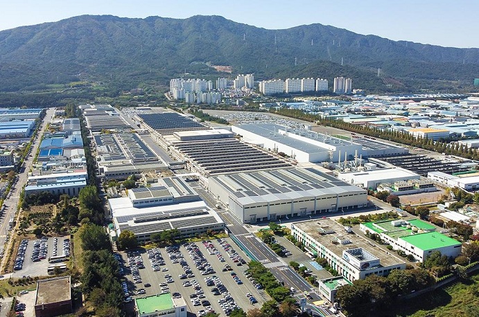 This file photo offered by GM Korea shows its Changwon plant, 301 kilometers south of Seoul.
