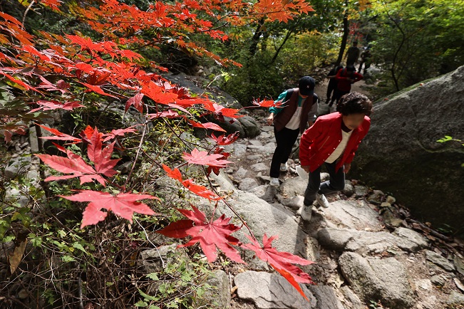Seoul’s Mount Bukhan Sees First Autumn Colors