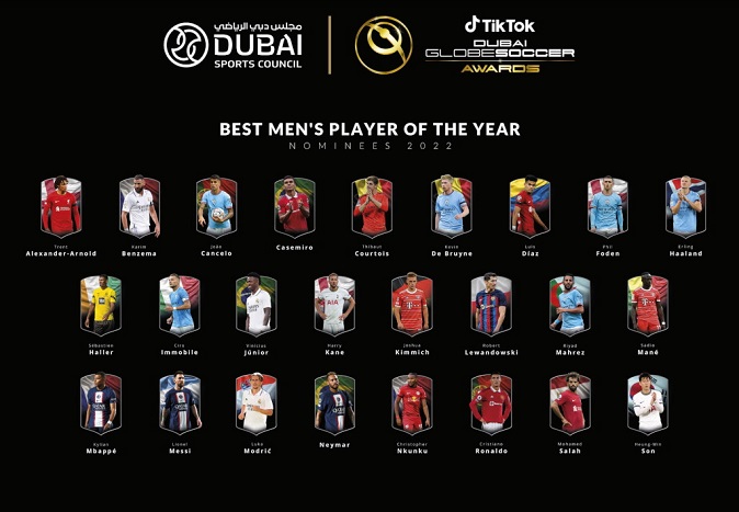 Dubai Globe Soccer Awards 2022, Megastars of International Football Headline the Shortlist of Nominees
