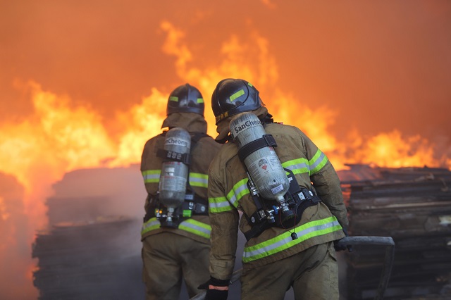 Firefighters are seen in this photo provided by the Incheon Metropolitan Government.