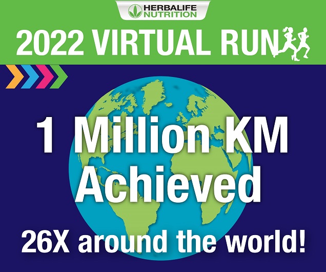 Herbalife Nutrition Virtual Run 2022 Records 15,000 Participants Clocking More Than 1 Million Kilometers, Equivalent to Running Around the World 26 Times