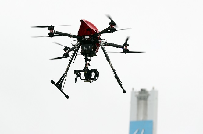 This undated file photo shows a drone, unrelated to the story, in operation. (Yonhap)