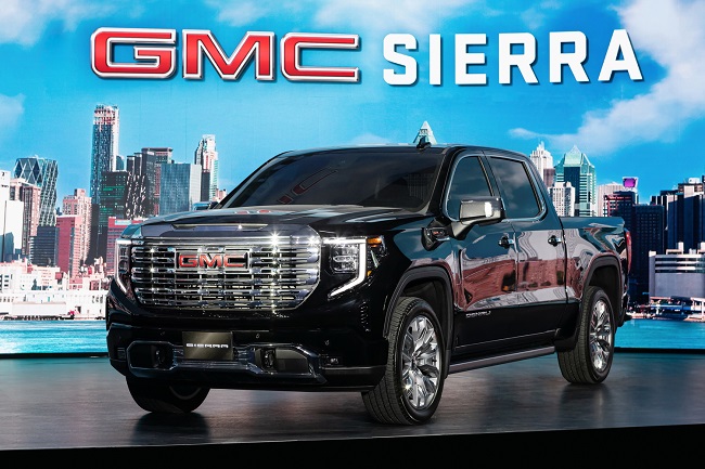 This photo offered by GM Korea shows the GMC Sierra model launched in South Korea on Feb. 7, 2023. 