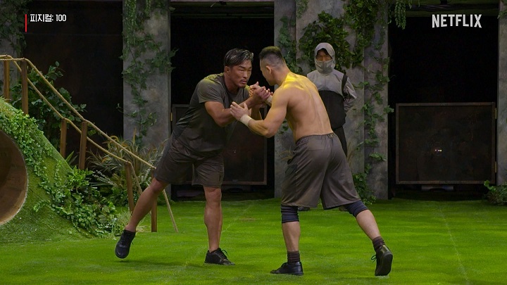 A scene from Netflix survival show "Physical: 100" is seen in this photo provided by the streaming service. 