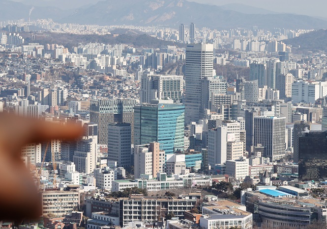 This undated photo shows skyscrapers in central Seoul. (Yonhap)