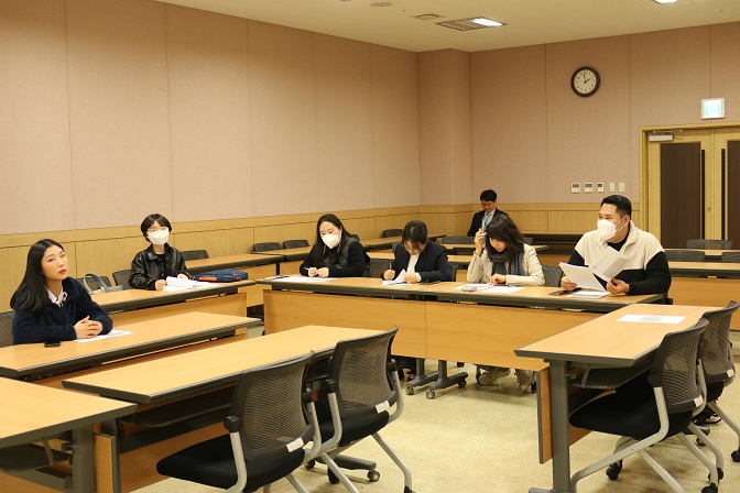 In this photo provided by the Korea Disease Control and Prevention Agency, a mock interview session takes place in Osong, some 108 kilometers south of Seoul, on March 27, 2023.