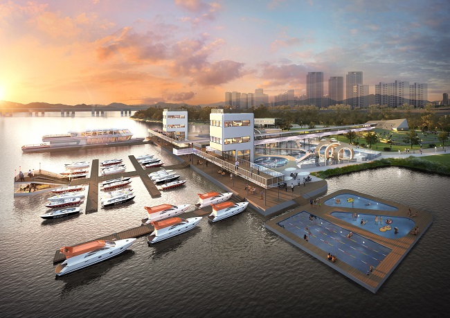 This image provided by the city government of Seoul shows a bird's-eye view of the envisioned Art Pier to be created along the Han River.