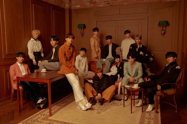 K-pop boy group Seventeen is seen in this photo provided by Pledis Entertainment.