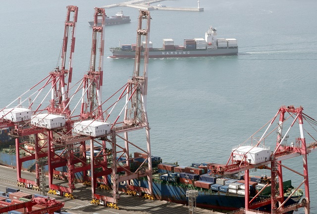 This file photo taken on March 10, 2023, shows Busan Port in the southeastern port city of Busan. (Yonhap)