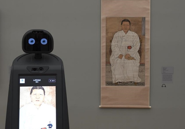 This photo provided by the National Museum of Modern and Contemporary Art shows a curating robot. 