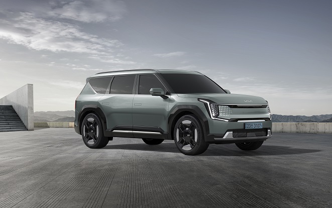 This file photo offered by Kia Corp. shows the flagship EV9 electric SUV. 