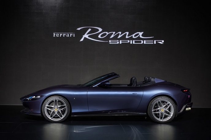 This file photo offered by Ferrari shows its new convertible sports car, the Ferrari Roma Spider.