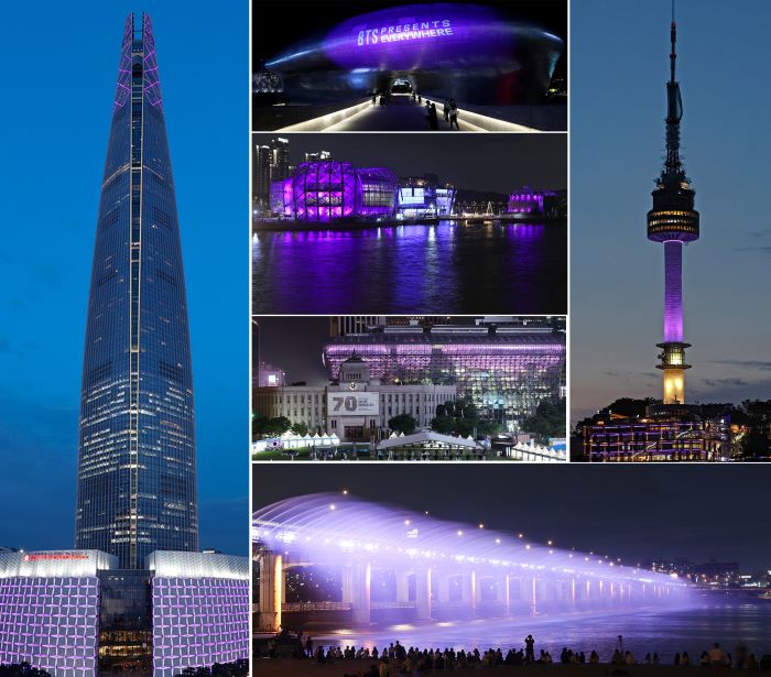 Seoul Glows Purple BTS Celebrates 10th Anniversary with Landmark