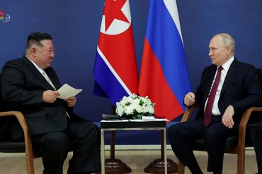 N. Korea’s Kim, Putin Exchange Congratulatory Messages Marking 75th Anniversary of Diplomatic Ties