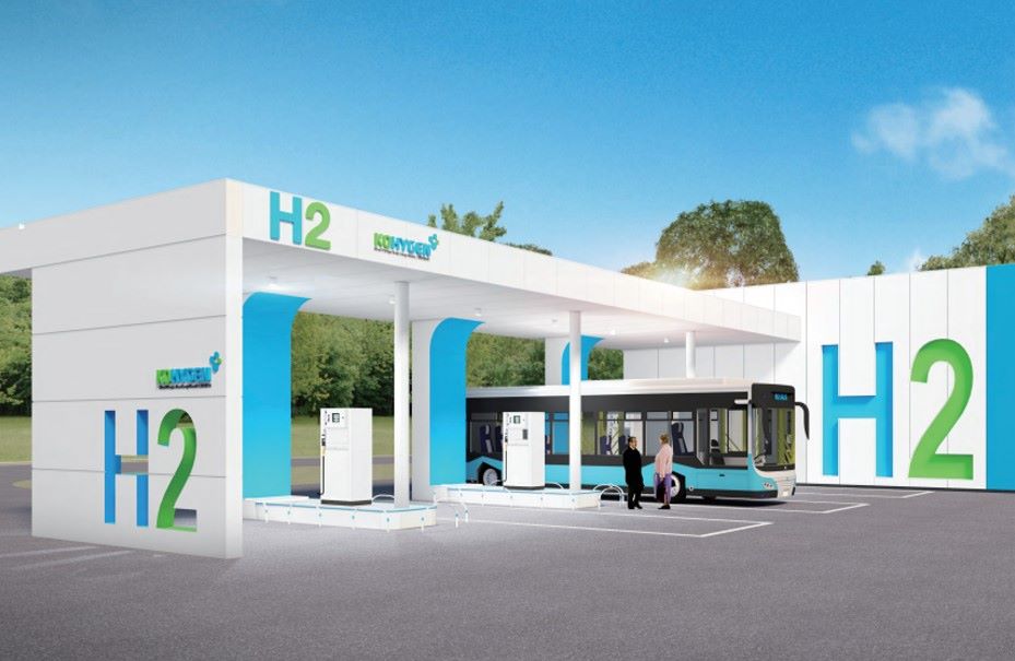Perspective view of a hydrogen fueling station in Jangheung, Pohang