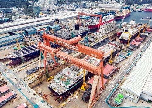 This undated file photo shows HD Korea Shipbuilding & Offshore Engineering Co.'s shipyard in the southeastern industrial port of Ulsan. (Image courtesy of Yonhap) 