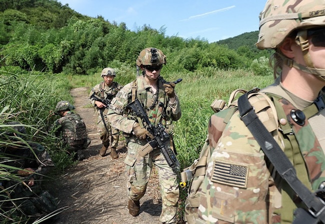 In this undated file photo, U.S. Forces Korea troops carry out a training exercise. (Image courtesy of Yonhap) 