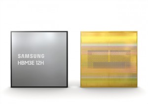 This image provided by Samsung Electronics Co. shows its latest HBM3E 12H chips. (Image courtesy of Yonhap) 