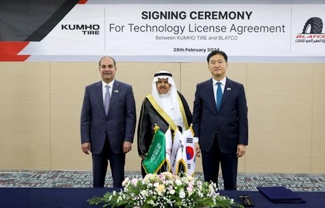 Kumho Tire Signs Tech Licensing Agreement with Saudi Arabia’s Blatco
