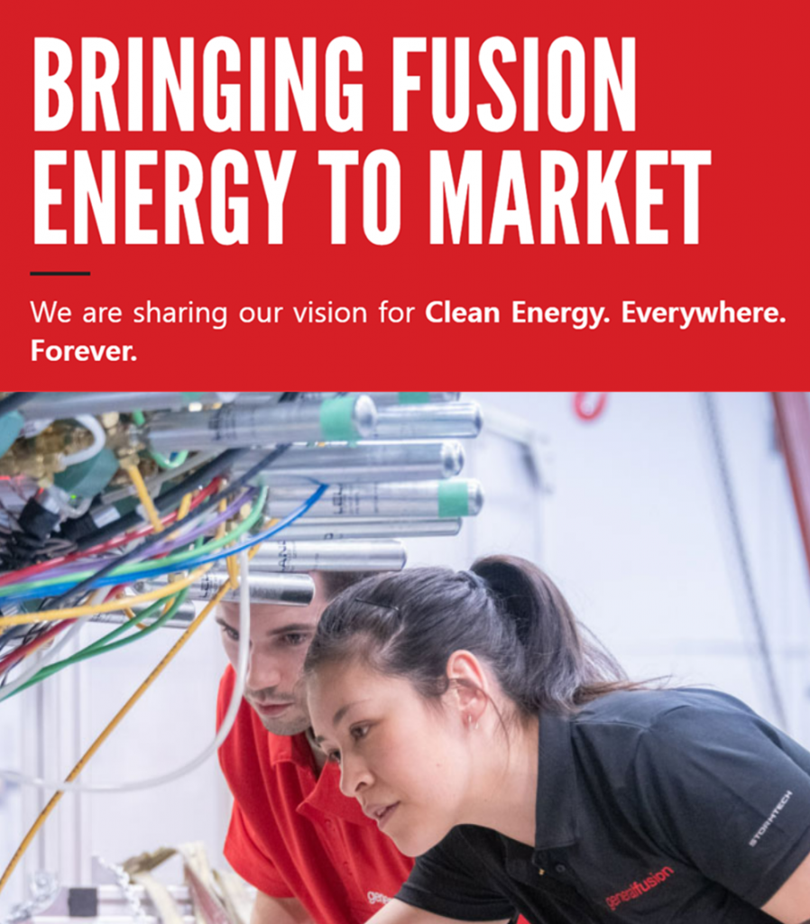 General Fusion is pursuing a fast and practical approach to commercial fusion energy and is headquartered in Richmond, B.C., Canada. (Image: screenshot from General Fusion's webpage)