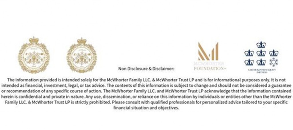 C.K. McWhorter & McWhorter Family Trust Continue Dialogue with Sotheby’s International Realty In Regard To Brokering Purchase Of Ultra-Elite Wellness Chateau & Resort. Who is the McWhorter Family - McWhorter Family as follows (C.K.) Carter Kennedy McWhorter, Whitney McWhorter, (Daughter) Scout McWhorter, (Son) Cass Karter McWhorter, ( Daughter) Daelyn McWhorter, (Son) Shiloh Vincent Alexander McWhorter