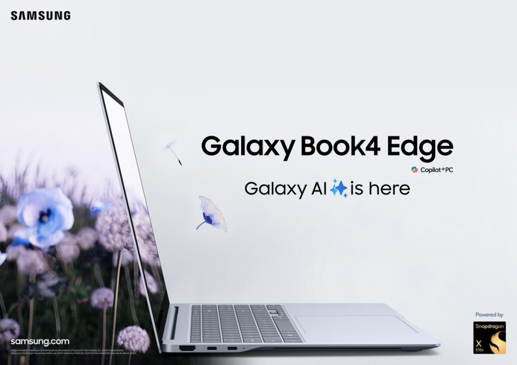 The Galaxy Book4 Edge can connect to Galaxy smartphones via Link to Windows, enabling users to utilize the Galaxy AI features on both their smartphone and the laptop’s larger screen. (Image: Samsung Electronics)