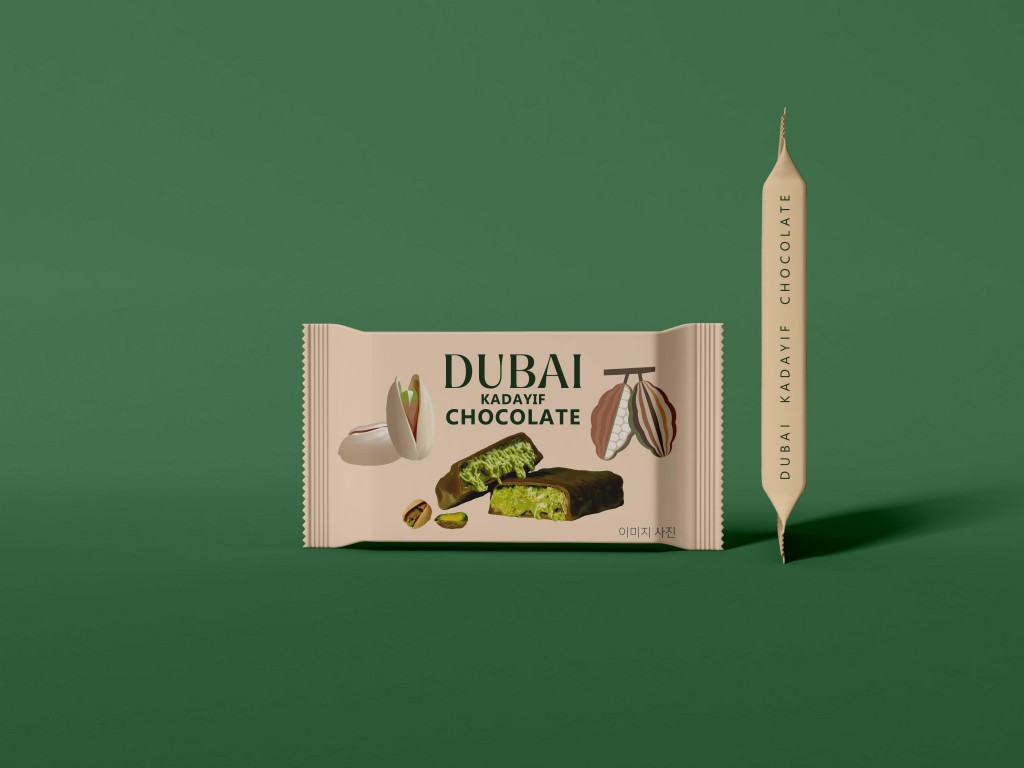 Originally referring to products from the UAE-based brand Figs Dessert Chocolatier, Dubai Chocolate features a filling of kadayif (a thin Middle Eastern noodle) and pistachio cream encased in chocolate. (Image courtesy of CU)