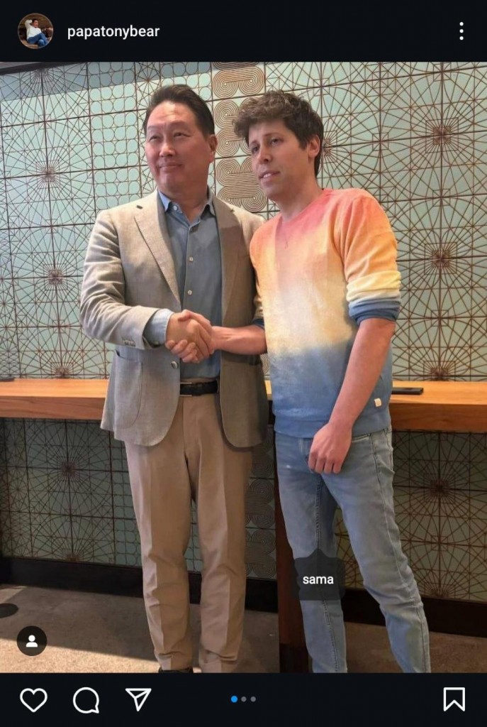 During his stay in the United States, Chey has also met with other tech moguls, including Sam Altman from OpenAI. (Yonhap)